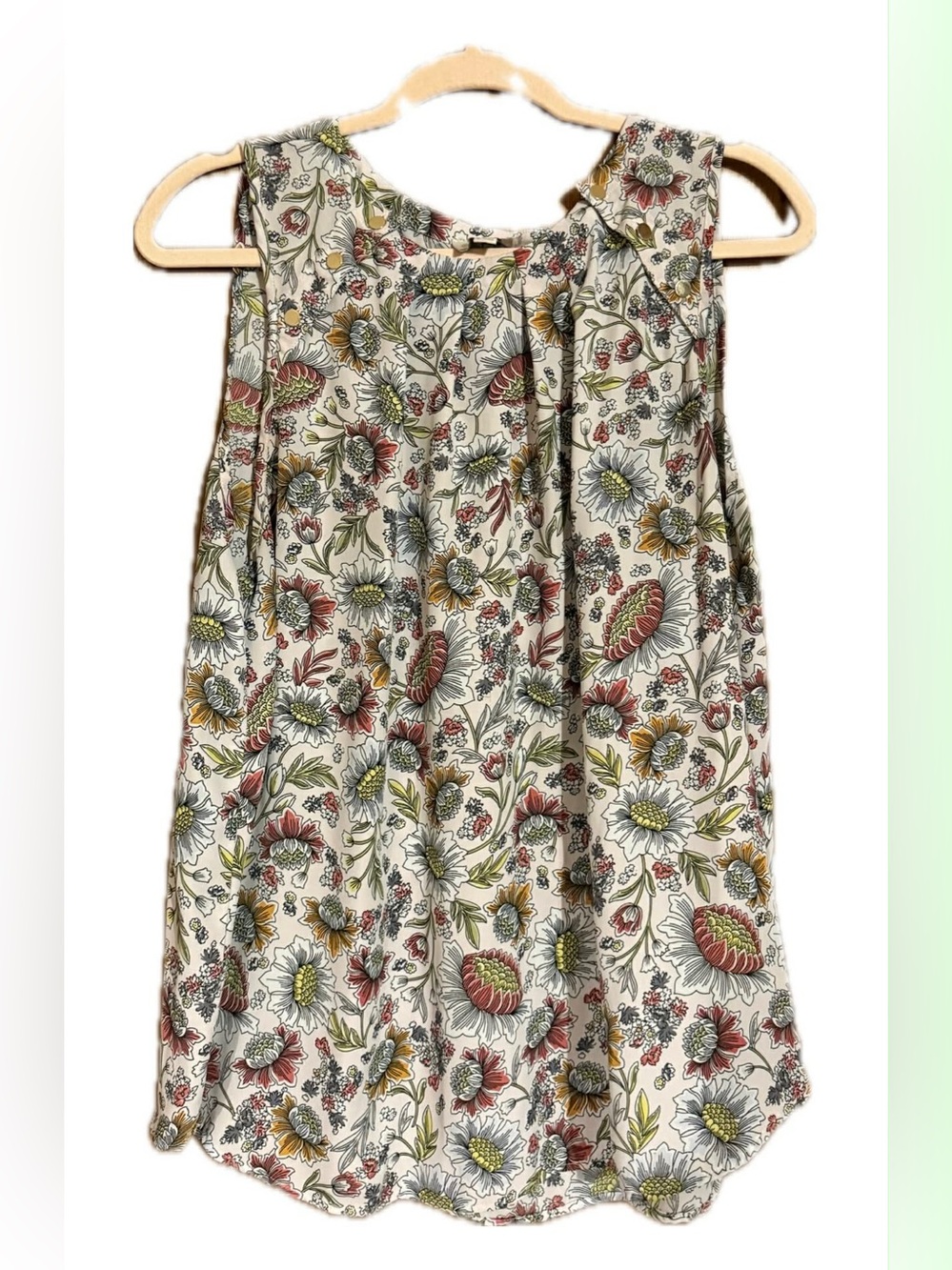 LOFT Floral Tank in Ivory with Red, Yellow & Green Accents